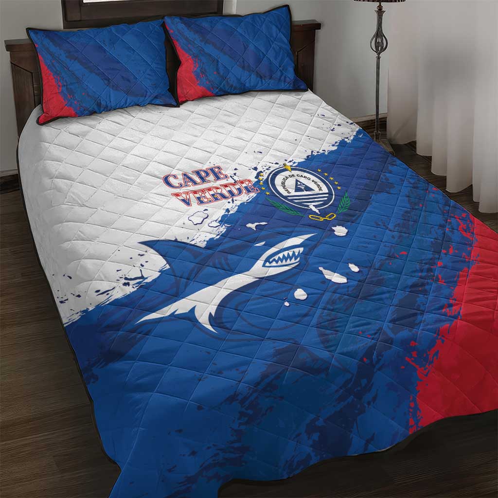 Cape Verde Football Quilt Bed Set Tubaroes Azuis Glory World Cup - Wonder Print Shop