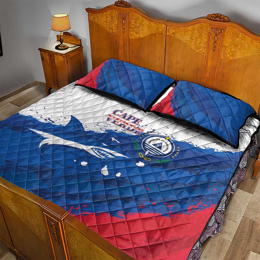 Cape Verde Football Quilt Bed Set Tubaroes Azuis Glory World Cup - Wonder Print Shop