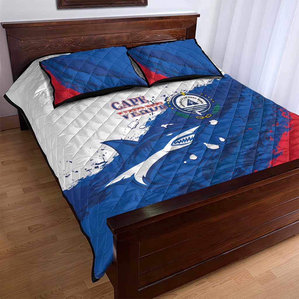Cape Verde Football Quilt Bed Set Tubaroes Azuis Glory World Cup - Wonder Print Shop