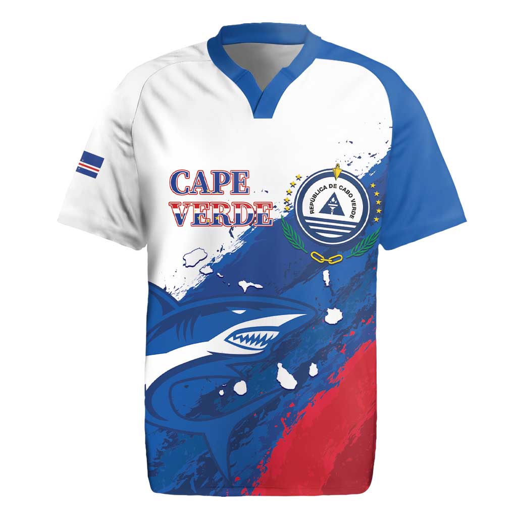 Cape Verde Football Custom Rugby Jersey Tubaroes Azuis Glory World Cup - Wonder Print Shop