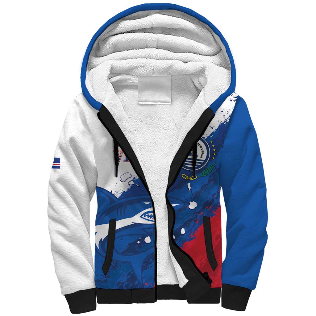 Cape Verde Football Custom Sherpa Hoodie Tubaroes Azuis Glory World Cup - Wonder Print Shop
