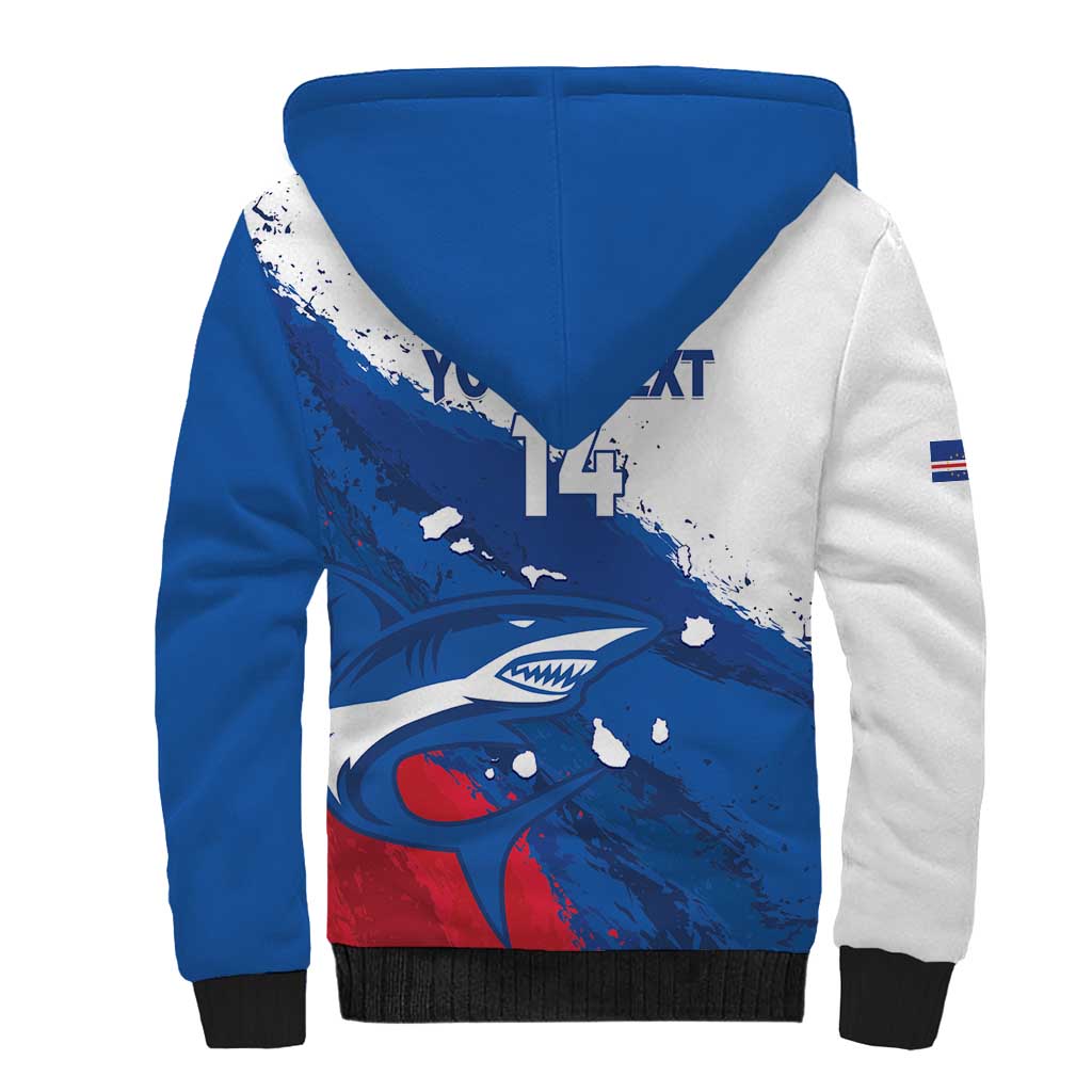 Cape Verde Football Custom Sherpa Hoodie Tubaroes Azuis Glory World Cup - Wonder Print Shop
