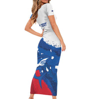 Cape Verde Football Custom Short Sleeve Bodycon Dress Tubaroes Azuis Glory World Cup - Wonder Print Shop