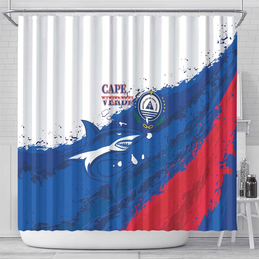 Cape Verde Football Shower Curtain Tubaroes Azuis Glory World Cup - Wonder Print Shop