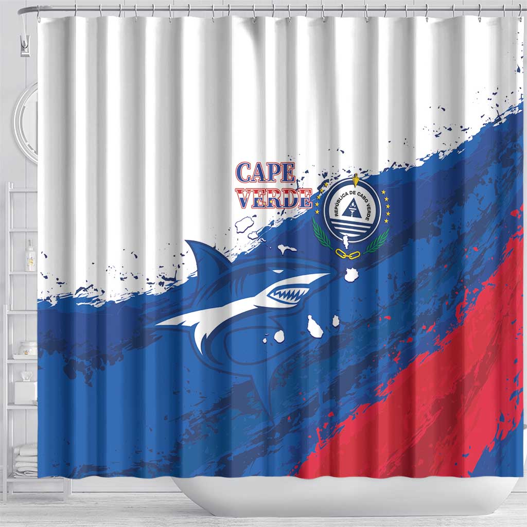Cape Verde Football Shower Curtain Tubaroes Azuis Glory World Cup - Wonder Print Shop
