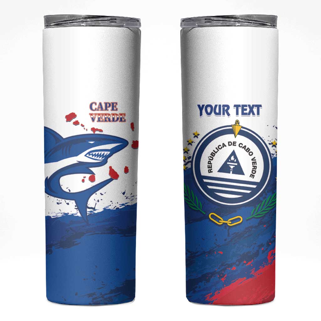 Cape Verde Football Custom Skinny Tumbler Tubaroes Azuis Glory World Cup - Wonder Print Shop