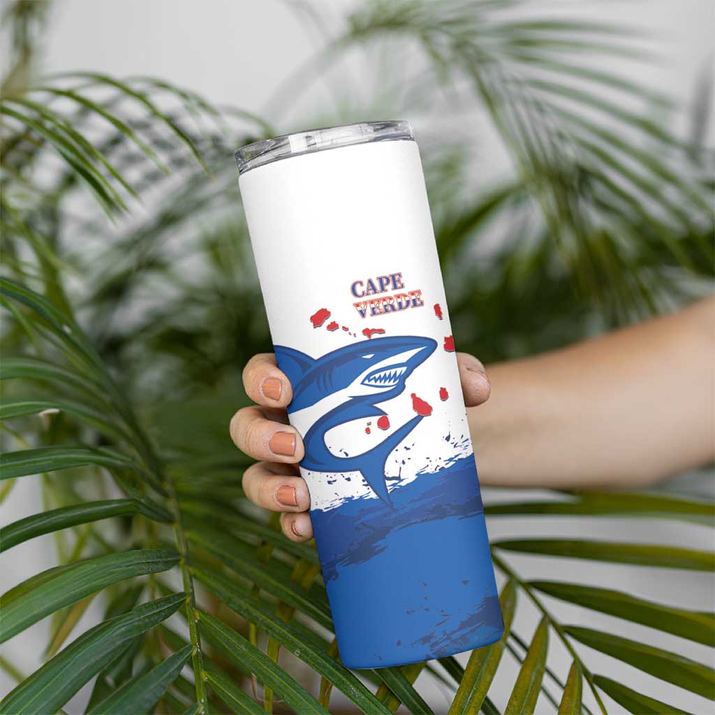Cape Verde Football Custom Skinny Tumbler Tubaroes Azuis Glory World Cup - Wonder Print Shop