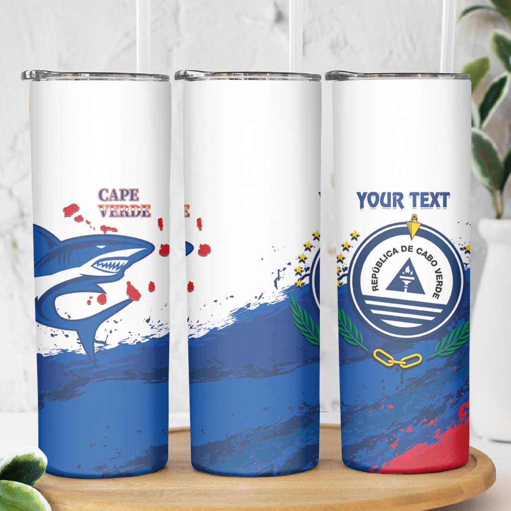 Cape Verde Football Custom Skinny Tumbler Tubaroes Azuis Glory World Cup - Wonder Print Shop