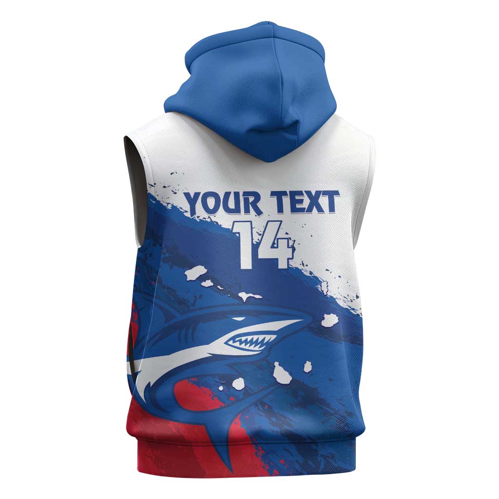 Cape Verde Football Custom Sleeveless Zip Hoodie Tubaroes Azuis Glory World Cup - Wonder Print Shop