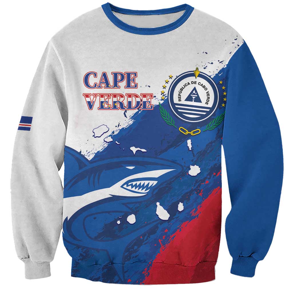 Cape Verde Football Custom Sweatshirt Tubaroes Azuis Glory World Cup - Wonder Print Shop