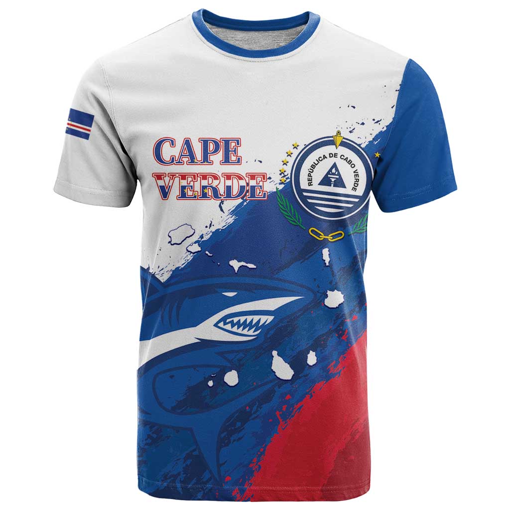 Cape Verde Football Custom T Shirt Tubaroes Azuis Glory World Cup - Wonder Print Shop