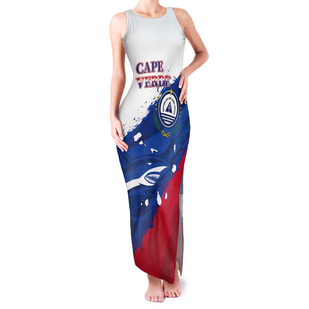 Cape Verde Football Custom Tank Maxi Dress Tubaroes Azuis Glory World Cup - Wonder Print Shop