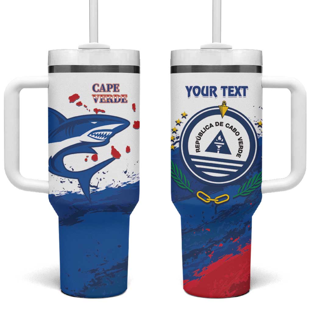 Cape Verde Football Custom Tumbler With Handle Tubaroes Azuis Glory World Cup - Wonder Print Shop