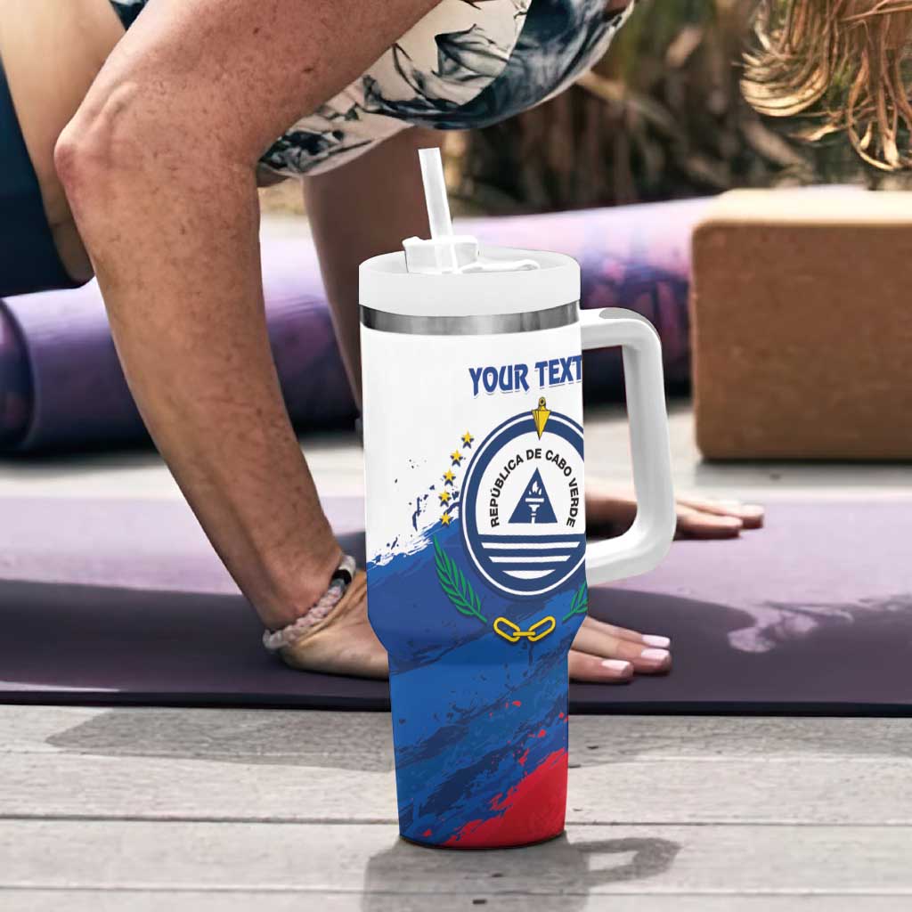 Cape Verde Football Custom Tumbler With Handle Tubaroes Azuis Glory World Cup - Wonder Print Shop