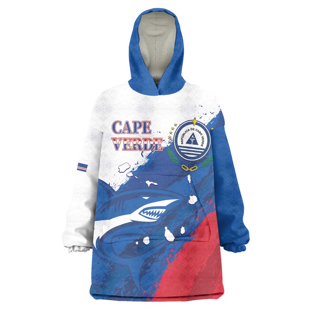 Cape Verde Football Custom Wearable Blanket Hoodie Tubaroes Azuis Glory World Cup - Wonder Print Shop