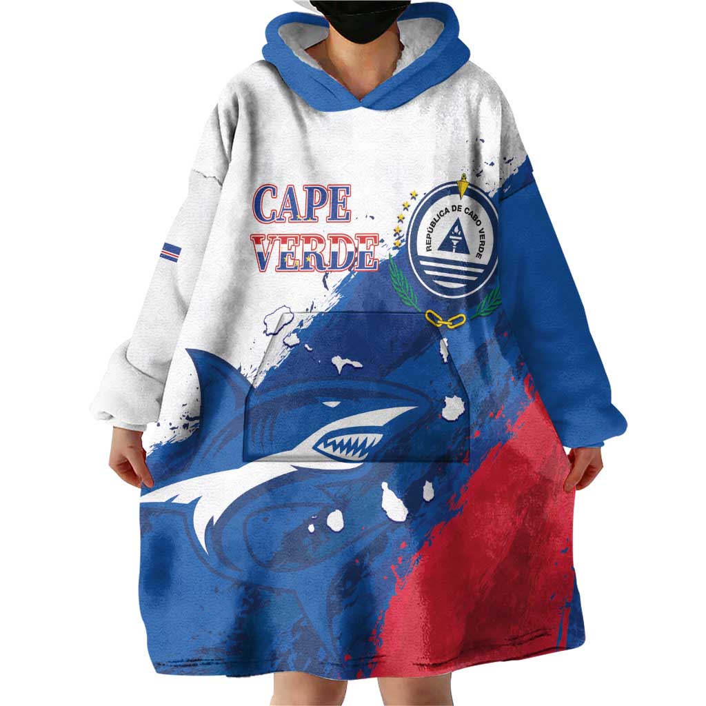 Cape Verde Football Custom Wearable Blanket Hoodie Tubaroes Azuis Glory World Cup - Wonder Print Shop