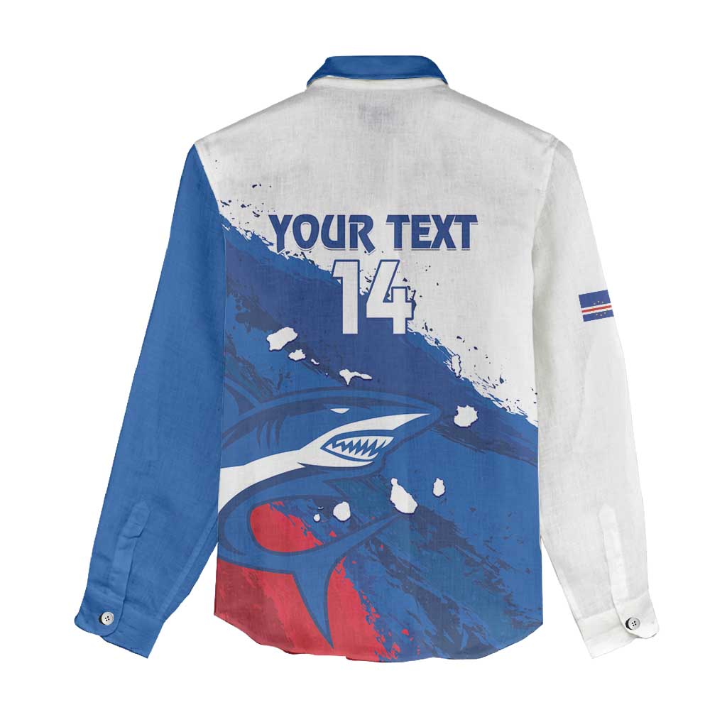 Cape Verde Football Custom Women Casual Shirt Tubaroes Azuis Glory World Cup - Wonder Print Shop