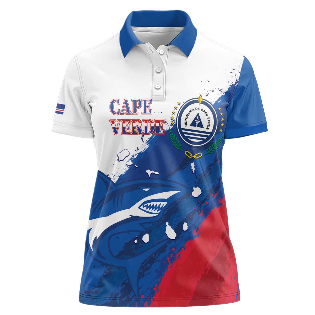 Cape Verde Football Custom Women Polo Shirt Tubaroes Azuis Glory World Cup - Wonder Print Shop