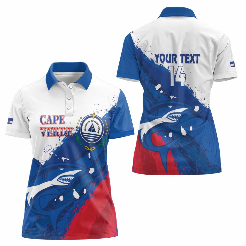 Cape Verde Football Custom Women Polo Shirt Tubaroes Azuis Glory World Cup - Wonder Print Shop