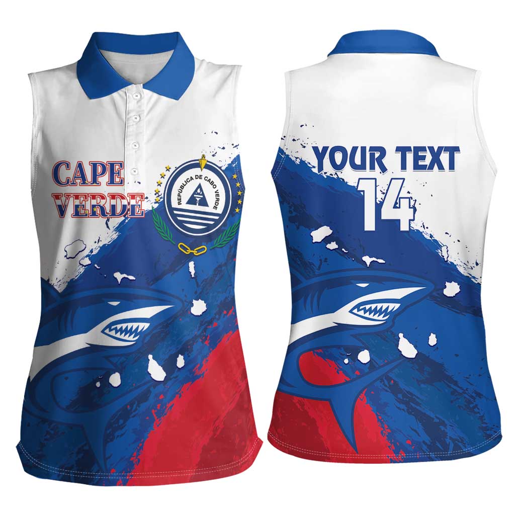 Cape Verde Football Custom Women Sleeveless Polo Shirt Tubaroes Azuis Glory World Cup - Wonder Print Shop