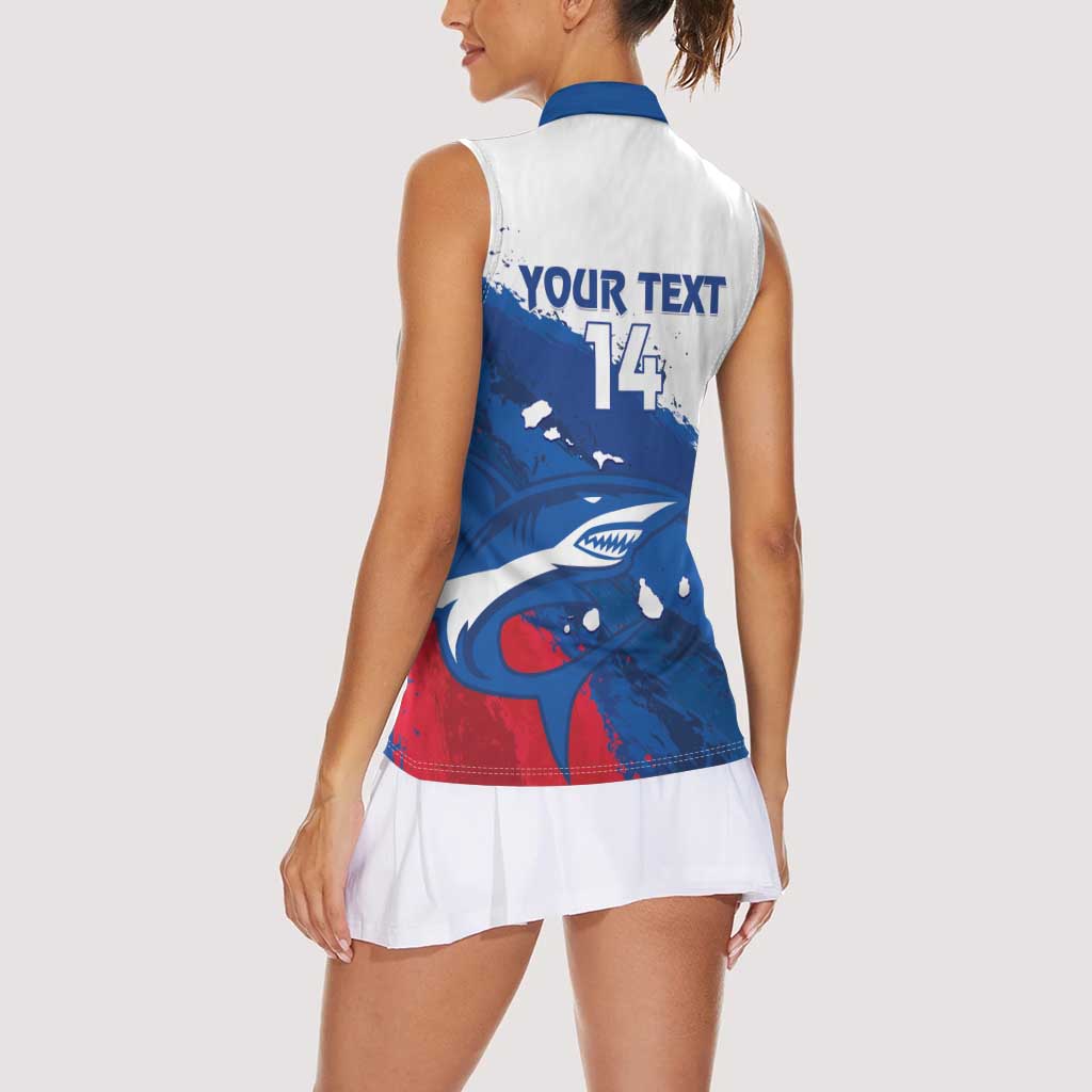 Cape Verde Football Custom Women Sleeveless Polo Shirt Tubaroes Azuis Glory World Cup - Wonder Print Shop