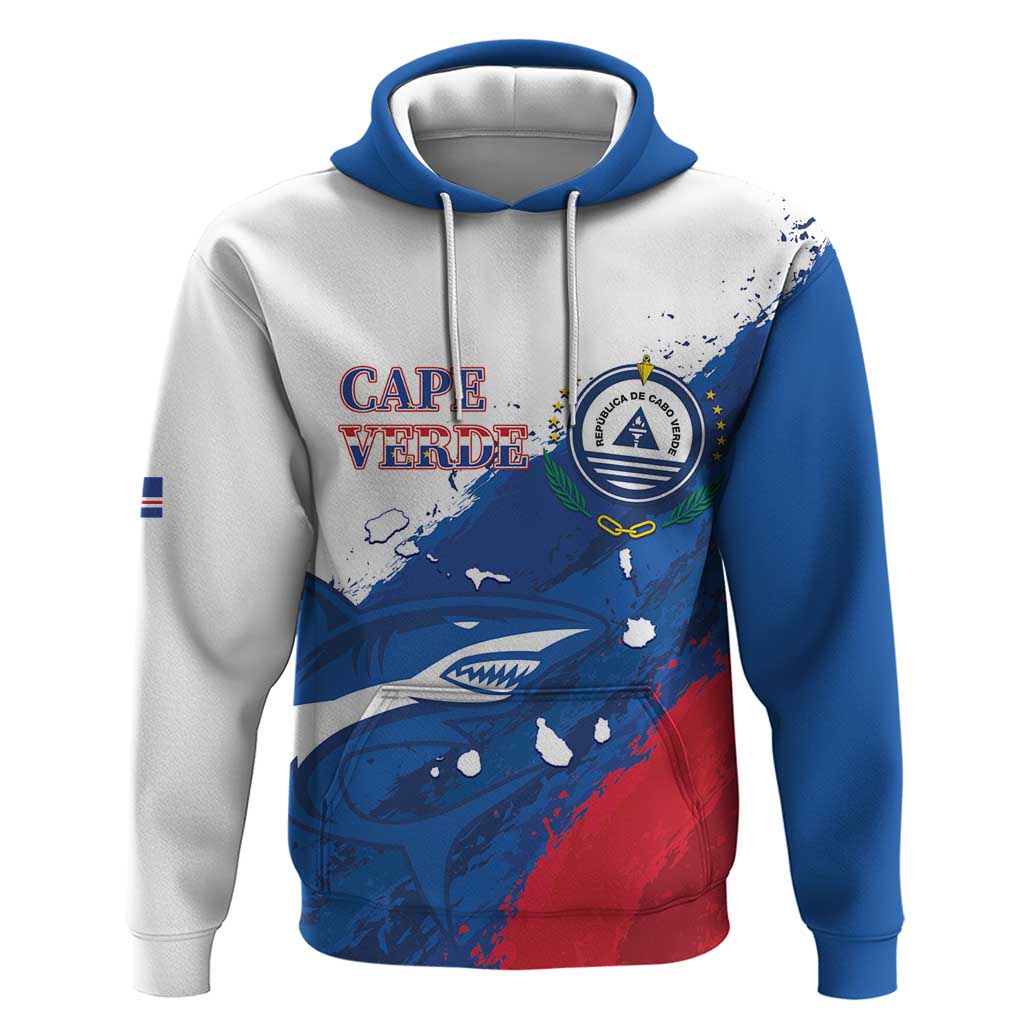 Cape Verde Football Custom Zip Hoodie Tubaroes Azuis Glory World Cup - Wonder Print Shop