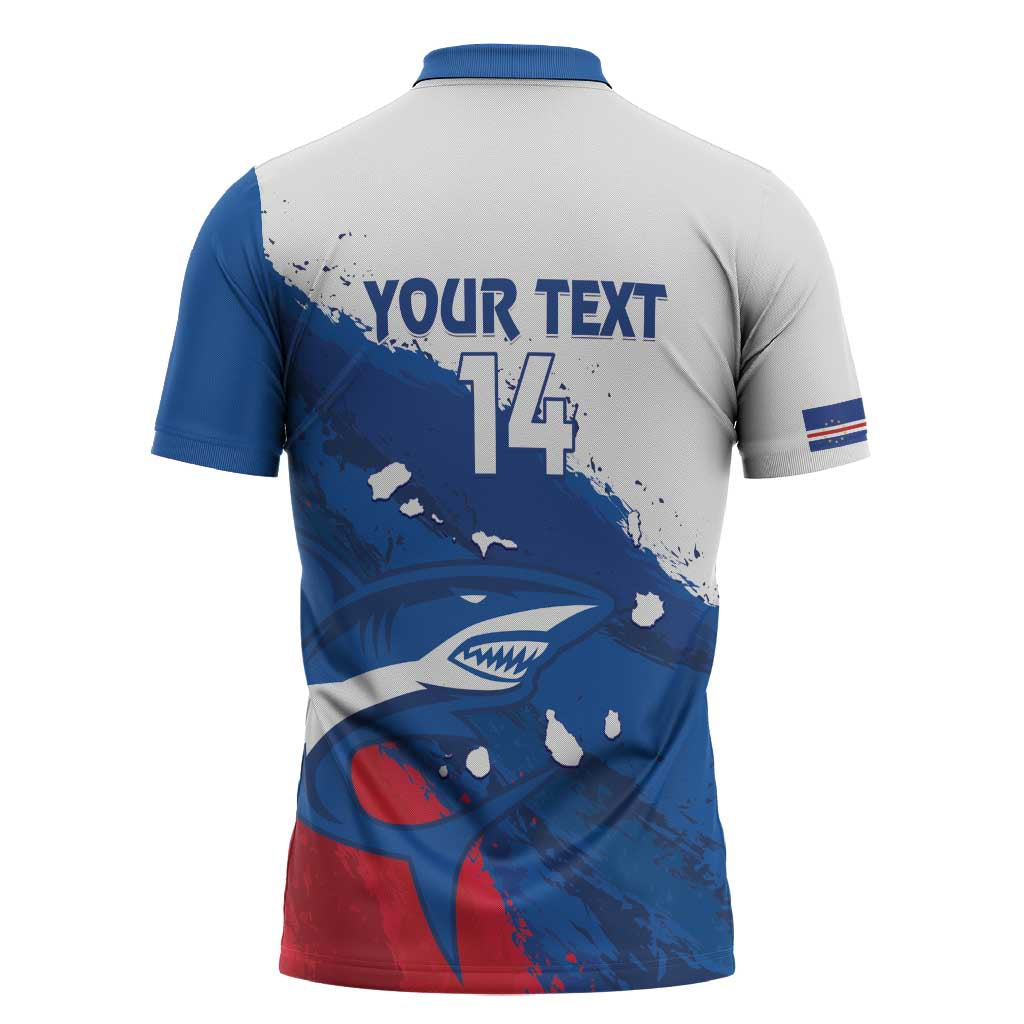 Cape Verde Football Custom Zipper Polo Shirt Tubaroes Azuis Glory World Cup - Wonder Print Shop