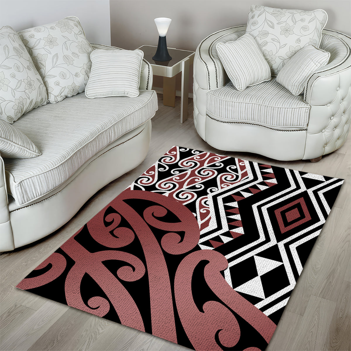 New Zealand Area Rug Aotearoa Kowhaiwhai Mix Taniko Art - Wonder Print Shop