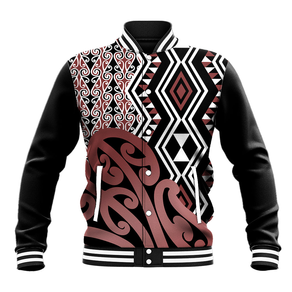 New Zealand Baseball Jacket Aotearoa Kowhaiwhai Mix Taniko Art - Wonder Print Shop