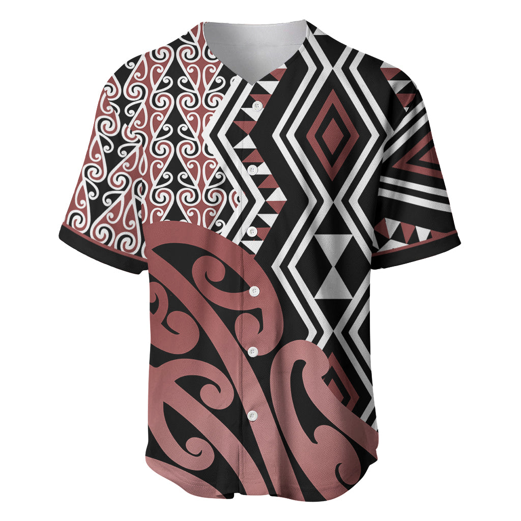 New Zealand Baseball Jersey Aotearoa Kowhaiwhai Mix Taniko Art - Wonder Print Shop