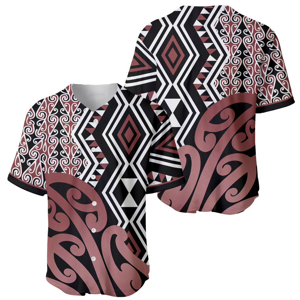 New Zealand Baseball Jersey Aotearoa Kowhaiwhai Mix Taniko Art - Wonder Print Shop