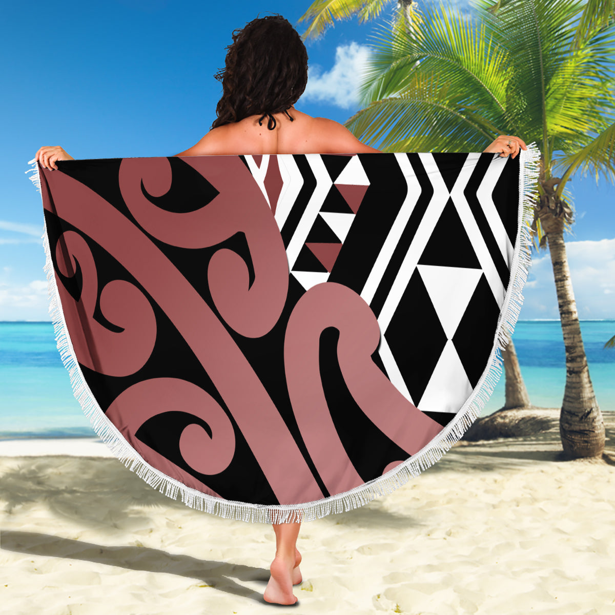 New Zealand Beach Blanket Aotearoa Kowhaiwhai Mix Taniko Art - Wonder Print Shop