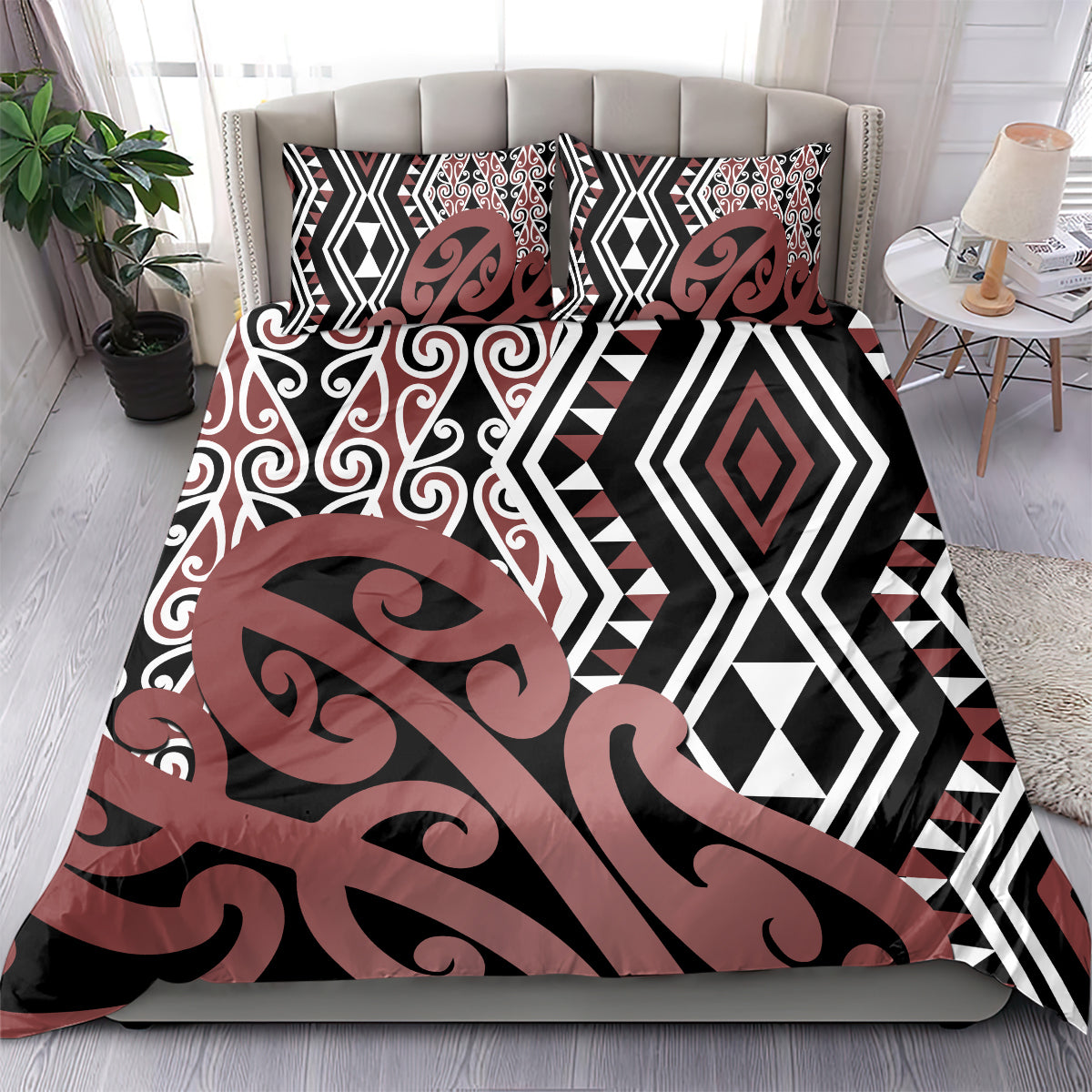 New Zealand Bedding Set Aotearoa Kowhaiwhai Mix Taniko Art - Wonder Print Shop