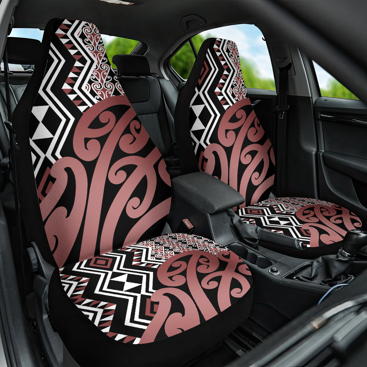 New Zealand Car Seat Cover Aotearoa Kowhaiwhai Mix Taniko Art - Wonder Print Shop