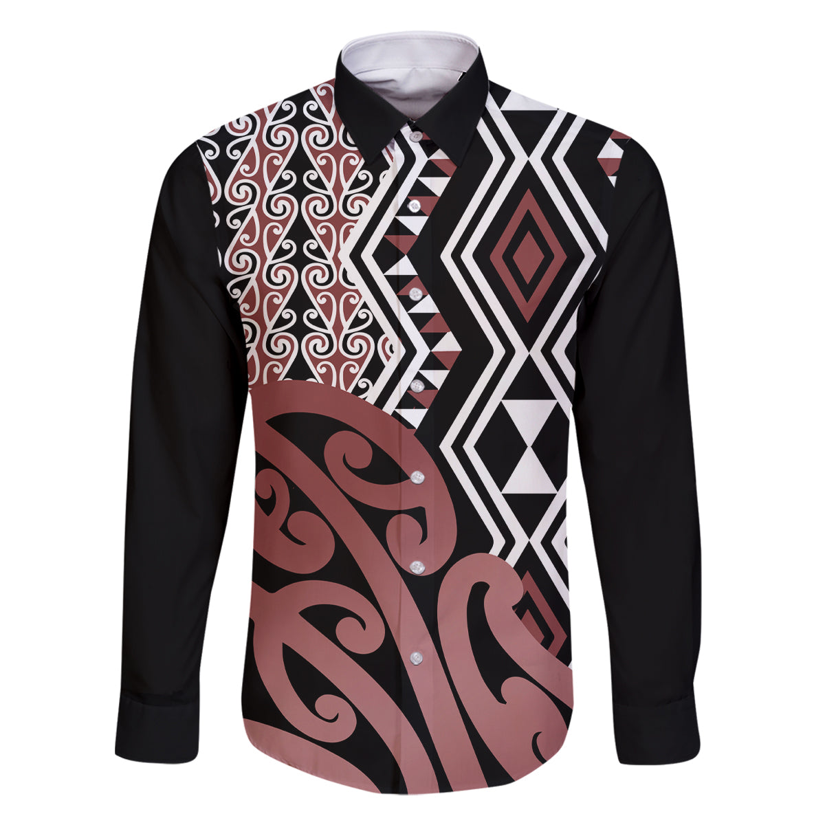 New Zealand Family Matching Long Sleeve Bodycon Dress and Hawaiian Shirt Aotearoa Kowhaiwhai Mix Taniko Art - Wonder Print Shop