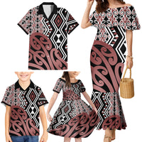 New Zealand Family Matching Mermaid Dress and Hawaiian Shirt Aotearoa Kowhaiwhai Mix Taniko Art - Wonder Print Shop