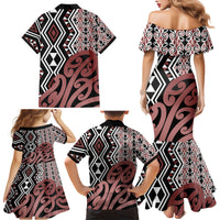 New Zealand Family Matching Mermaid Dress and Hawaiian Shirt Aotearoa Kowhaiwhai Mix Taniko Art - Wonder Print Shop
