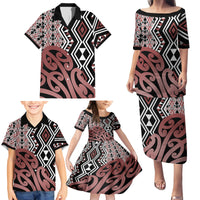 New Zealand Family Matching Puletasi Dress and Hawaiian Shirt Aotearoa Kowhaiwhai Mix Taniko Art - Wonder Print Shop