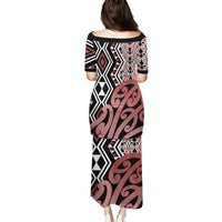 New Zealand Family Matching Puletasi Dress and Hawaiian Shirt Aotearoa Kowhaiwhai Mix Taniko Art - Wonder Print Shop