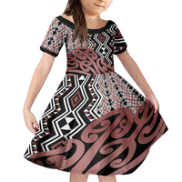 New Zealand Family Matching Short Sleeve Bodycon Dress and Hawaiian Shirt Aotearoa Kowhaiwhai Mix Taniko Art - Wonder Print Shop
