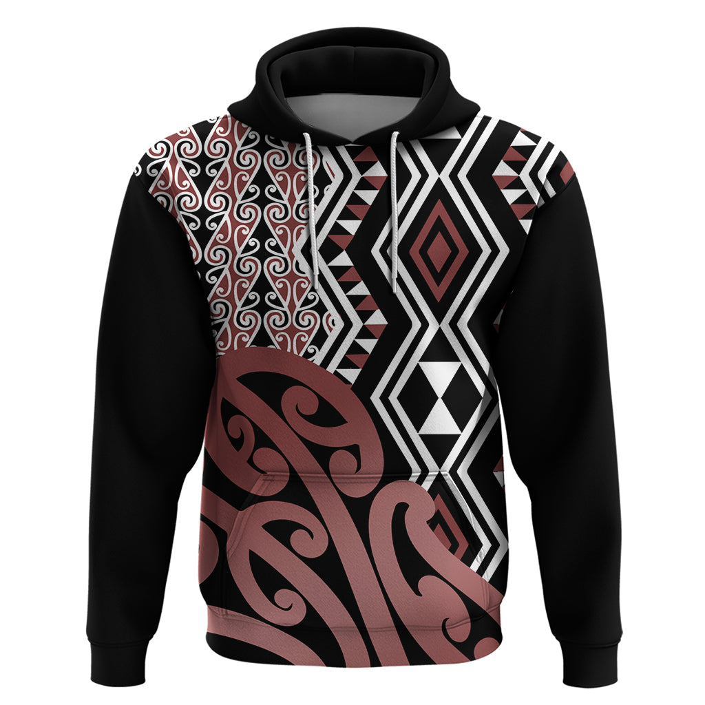 New Zealand Hoodie Aotearoa Kowhaiwhai Mix Taniko Art - Wonder Print Shop