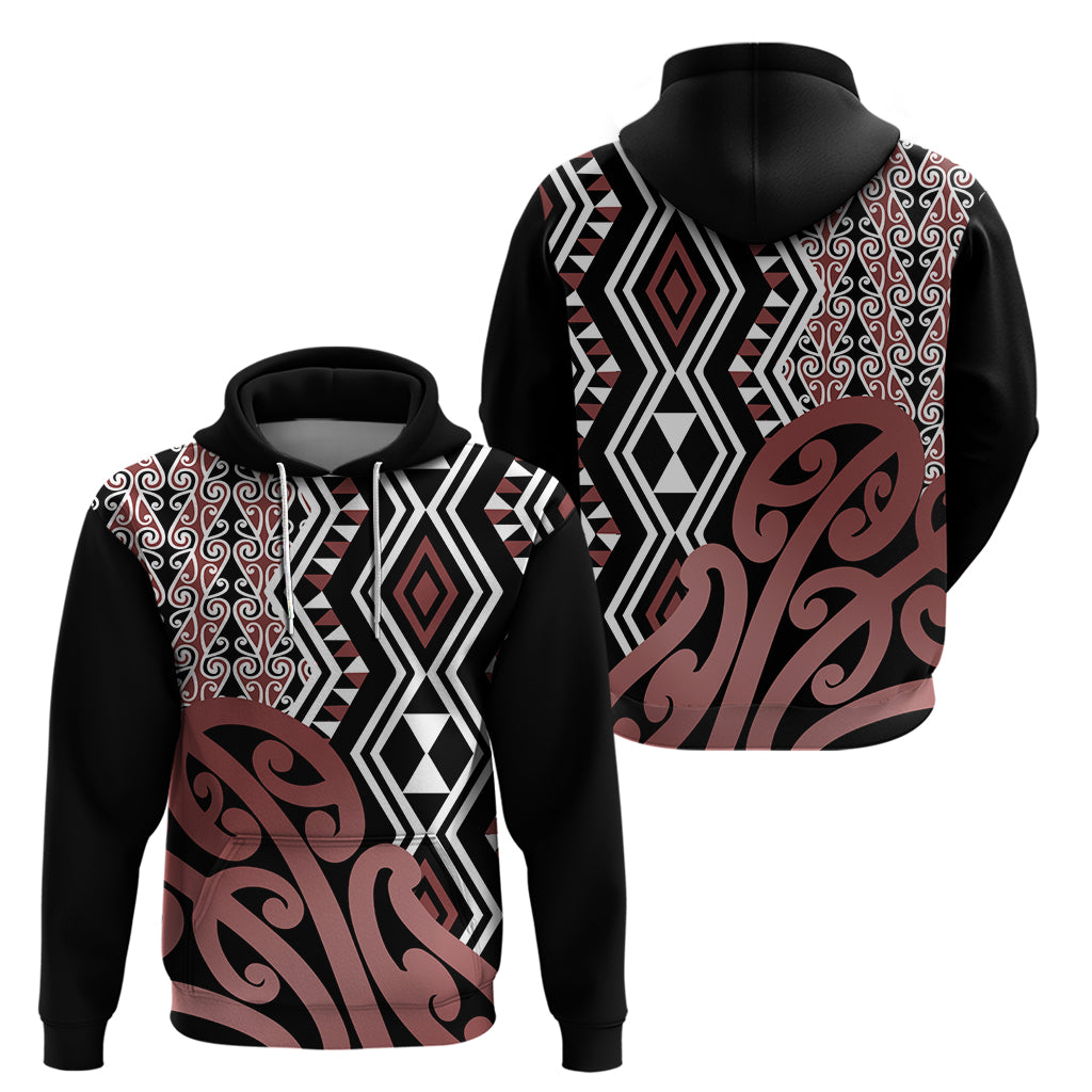 New Zealand Hoodie Aotearoa Kowhaiwhai Mix Taniko Art - Wonder Print Shop