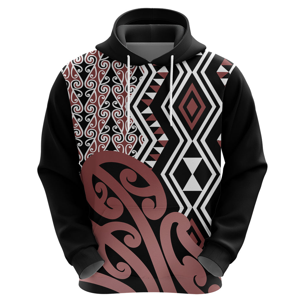 New Zealand Hoodie Aotearoa Kowhaiwhai Mix Taniko Art - Wonder Print Shop