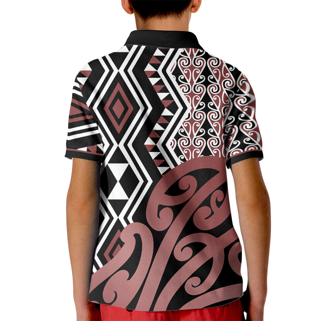 New Zealand Kid Polo Shirt Aotearoa Kowhaiwhai Mix Taniko Art - Wonder Print Shop