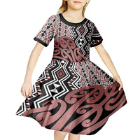 New Zealand Kid Short Sleeve Dress Aotearoa Kowhaiwhai Mix Taniko Art - Wonder Print Shop