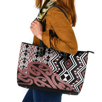 New Zealand Leather Tote Bag Aotearoa Kowhaiwhai Mix Taniko Art - Wonder Print Shop