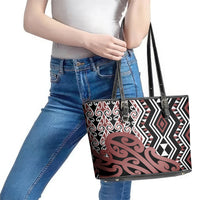 New Zealand Leather Tote Bag Aotearoa Kowhaiwhai Mix Taniko Art - Wonder Print Shop