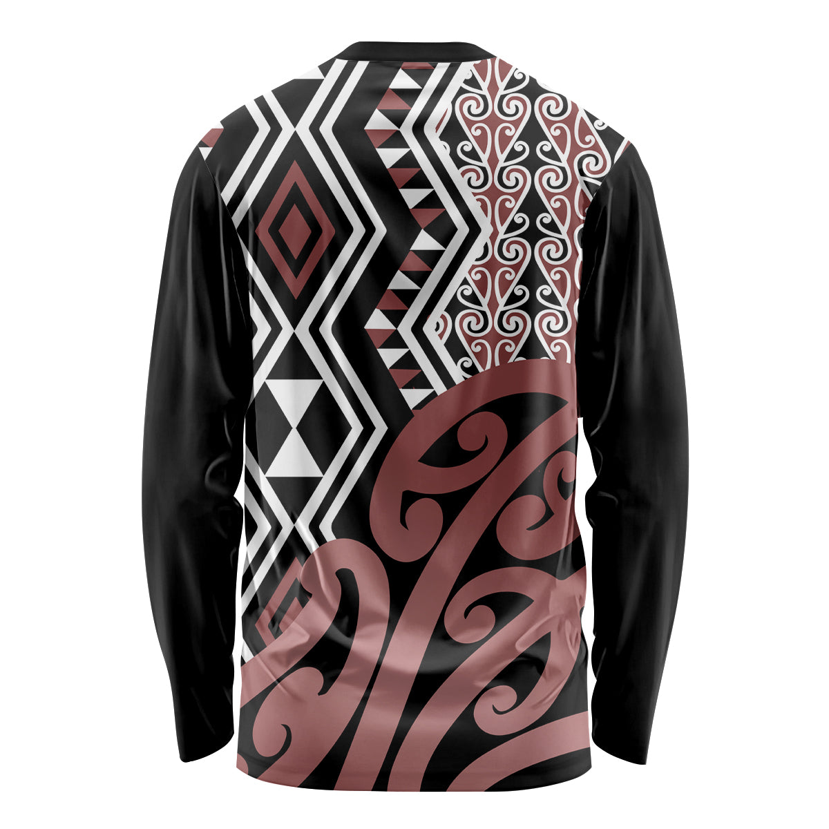 New Zealand Long Sleeve Shirt Aotearoa Kowhaiwhai Mix Taniko Art - Wonder Print Shop