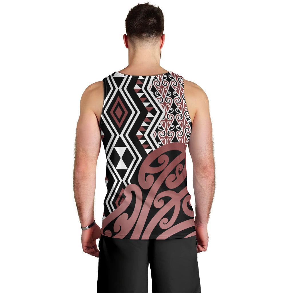 New Zealand Men Tank Top Aotearoa Kowhaiwhai Mix Taniko Art - Wonder Print Shop