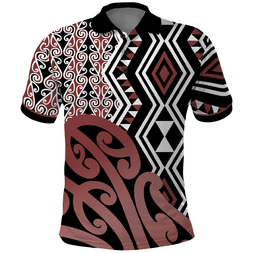 New Zealand Polo Shirt Aotearoa Kowhaiwhai Mix Taniko Art - Wonder Print Shop